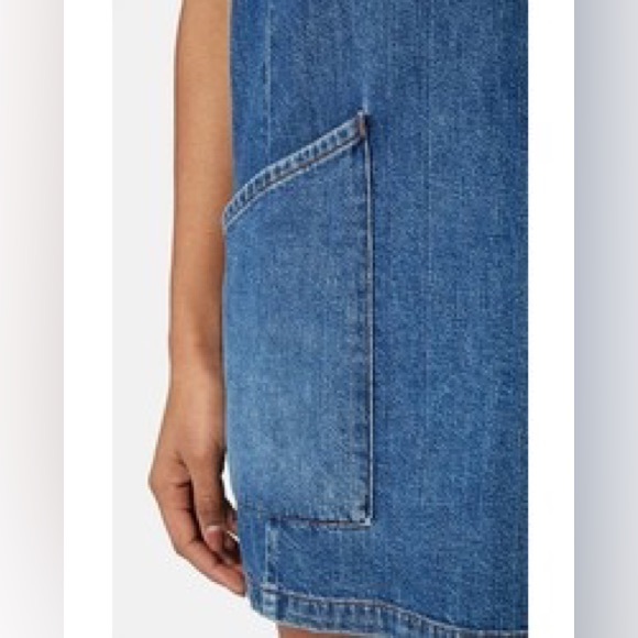 Topshop Moto denim pinafore dress petite size 2 - Picture 5 of 9